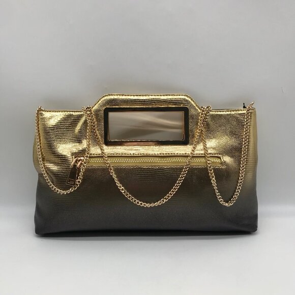 I.N.C. International Concepts Metallic Gold & black Judith Convertible Clutch - Picture 2 of 11